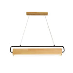 Wooden Led Dining Pendant Light Rectangle