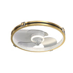Creative Ring Led Three Step Dimming Mute Gold Modern Fans Ceiling With Lights