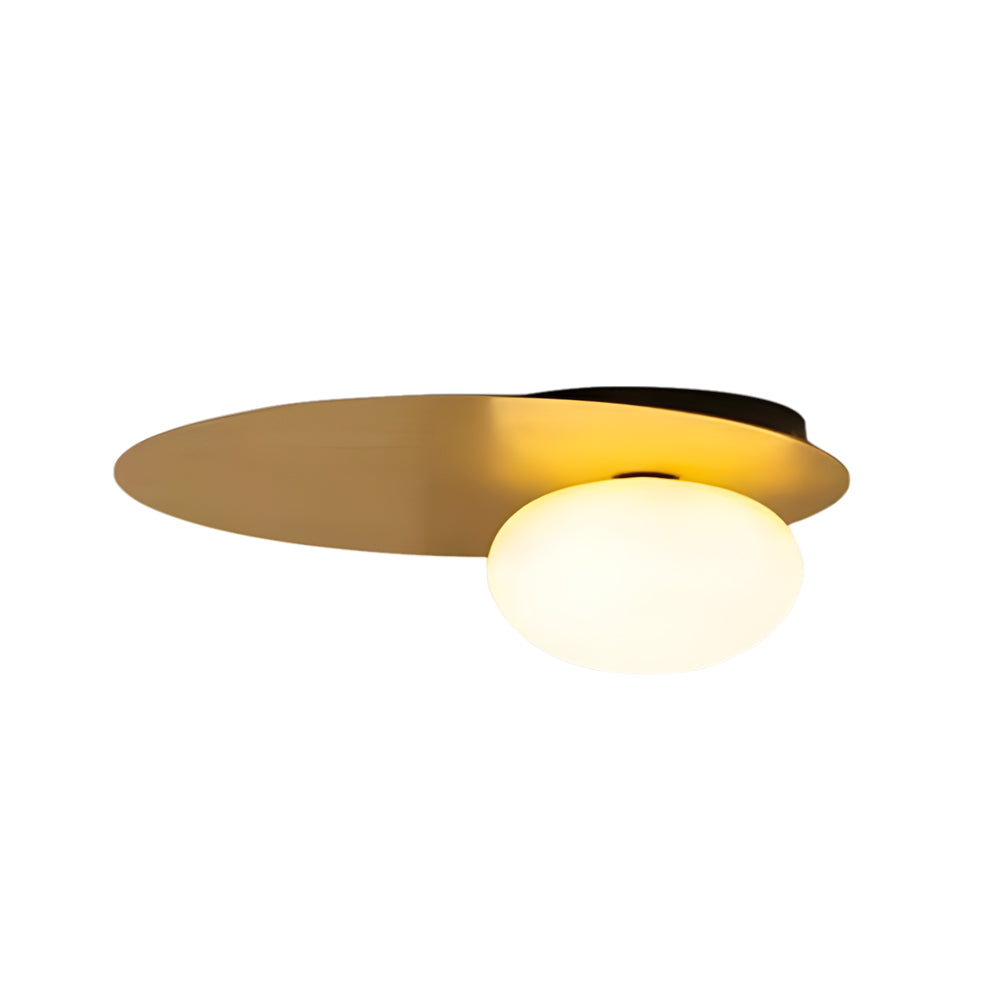 1 Light Led Oval Metal White Glass Flush Mount Ceiling Light