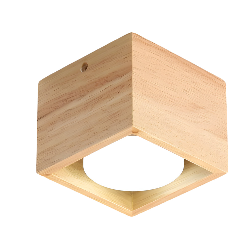 1 2 4 Light Square Wood Cube Spotlight Led Flush Mount Light