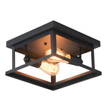 Square Iron Retro Industrial Flush Mount Lighting