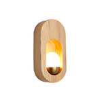 1 Light Wood Oval Wall Sconce Wood Walnut
