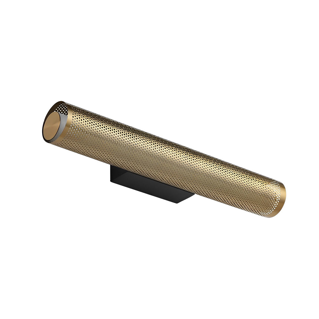 Gold Perforated Cylindrical Bathroom Vanity Light Mesh Design