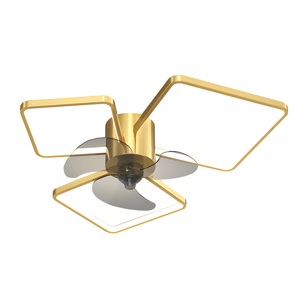 Square Round Rings Three Step Dimming Led Silent Modern Ceiling Fans Lamp