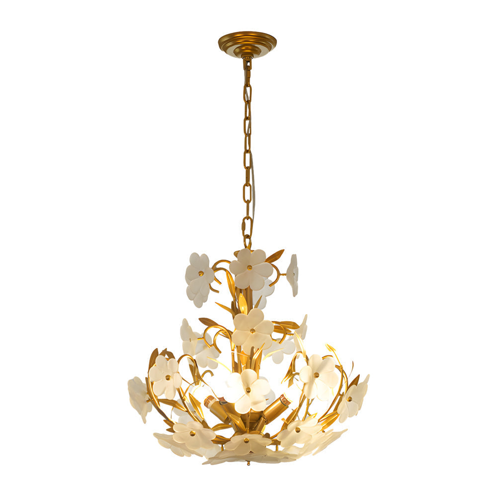 French Style 4 Light Glass Flower Bouquet Chandelier