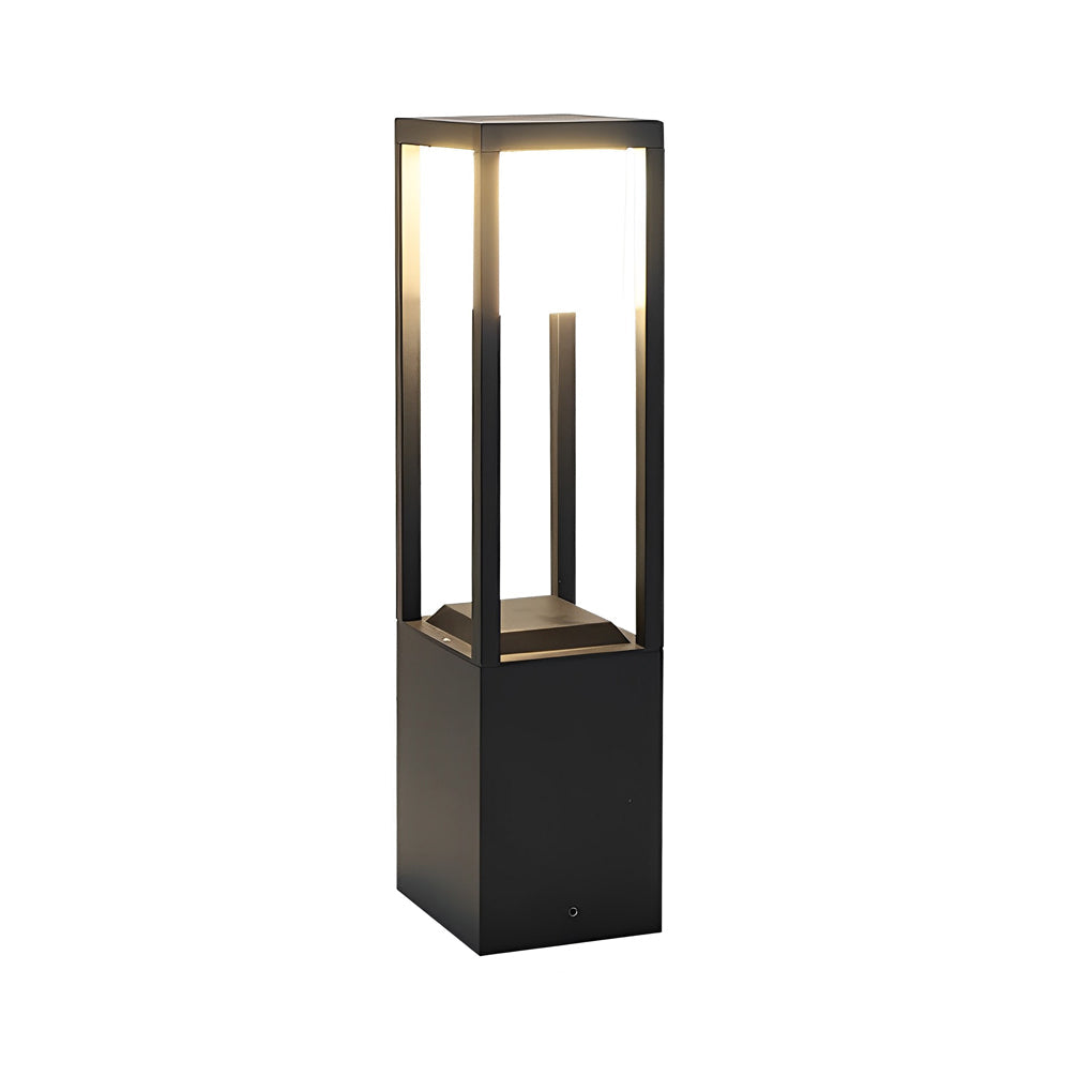 Modern Solar LED Bollard Lights in Black Aluminum for Pathways