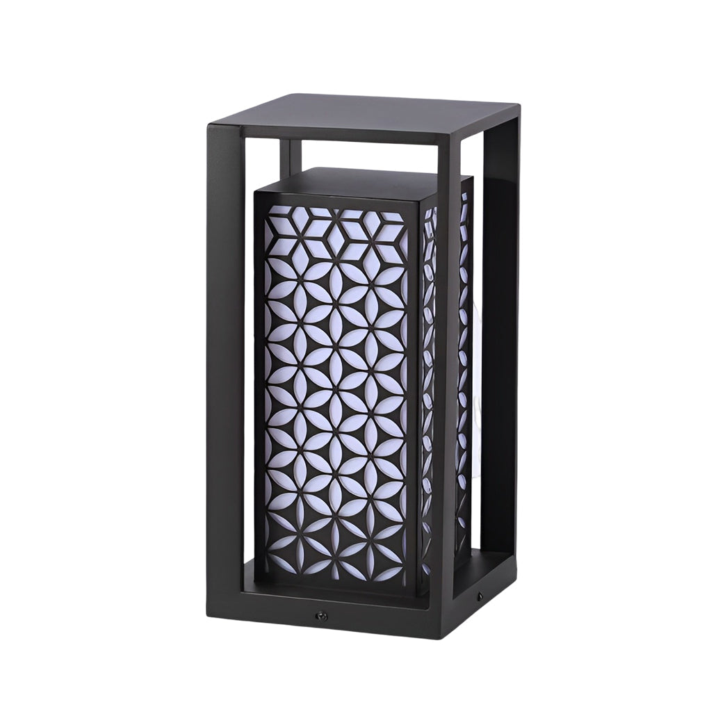 Vintage Galvanized LED Pathway Lights with Floral Lampshade for Garden and Courtyard