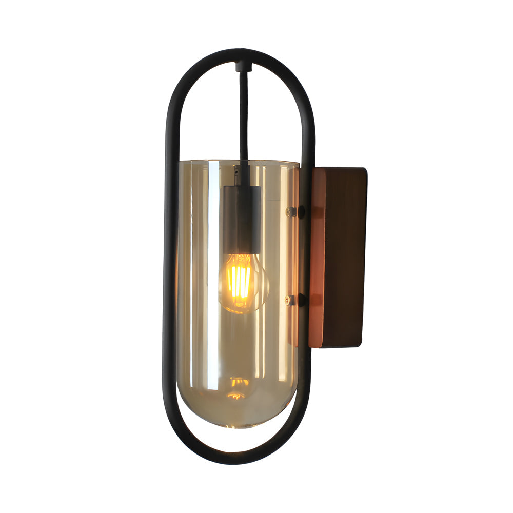Retro Wood Base Iron Glass Shade Led 3 Step Dimming Nordic Wall Lights