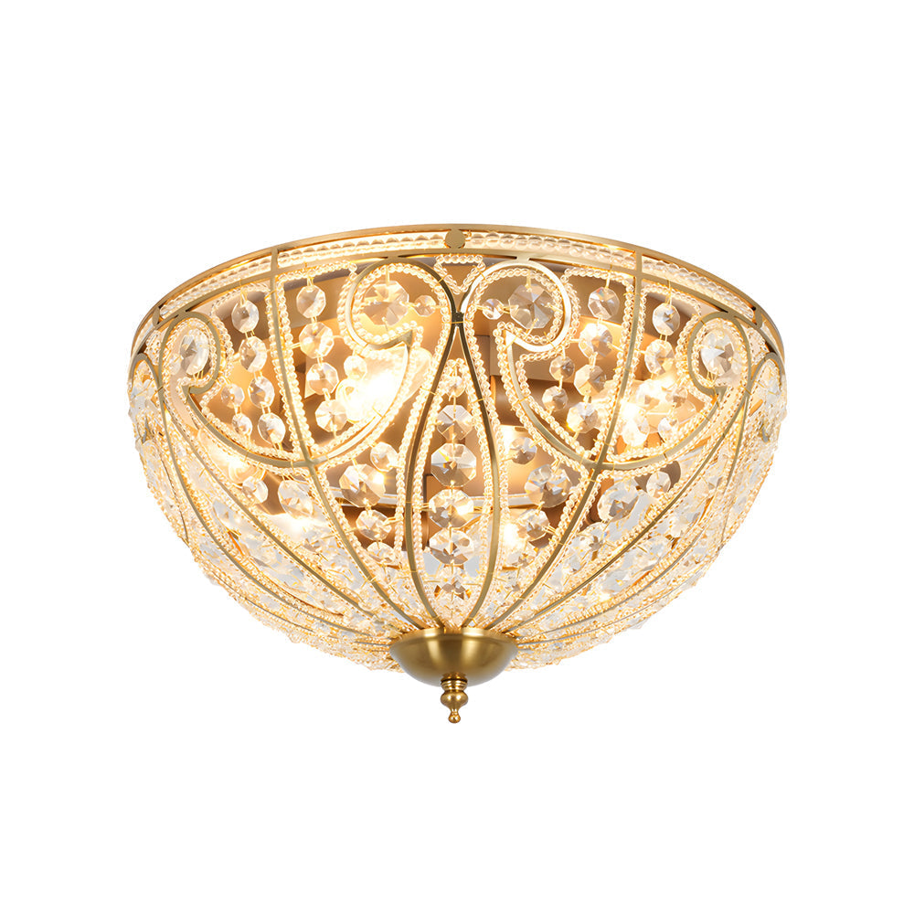 Crystal Adorned Roman Style Flush Mount Ceiling Fixture