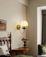 Amelie Floral Wall Sconce – Vintage-Inspired Fabric Shade, Gold or Black Finish