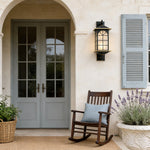 European Outdoor Lantern Wall Sconce in Black Brass with Clear Glass