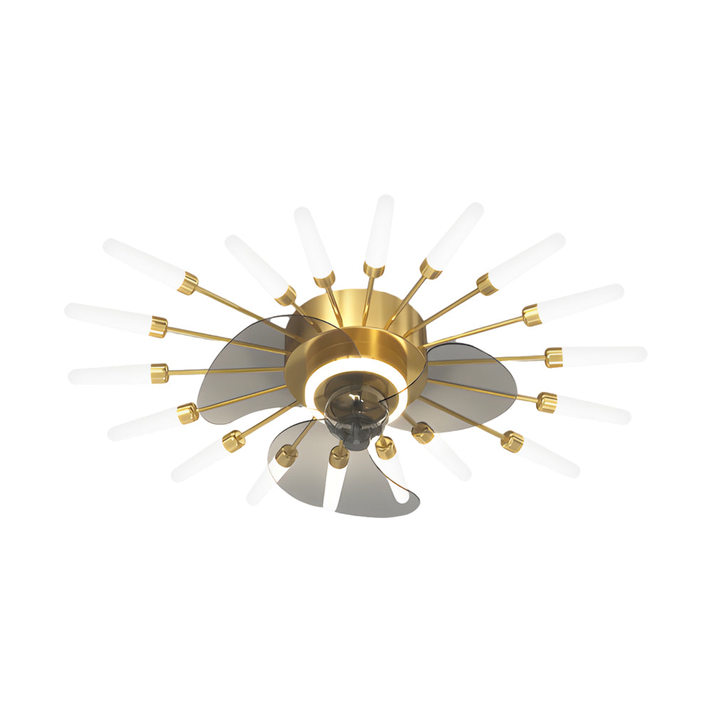 Creative Flower Mute Three Step Dimming Nordic Fans Ceiling With Lights