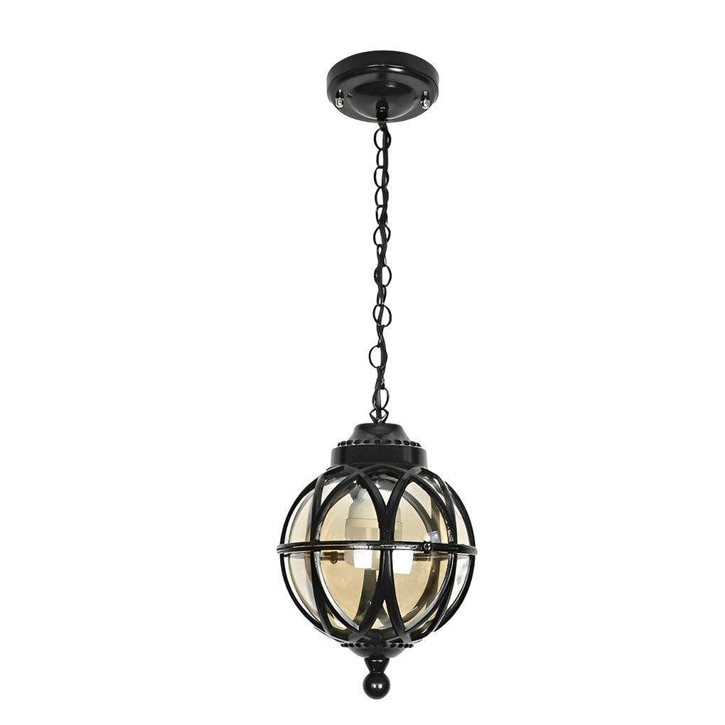 European Style Retro Pendant Aluminum Glass Hanging Ball Outdoor Ceiling Light
