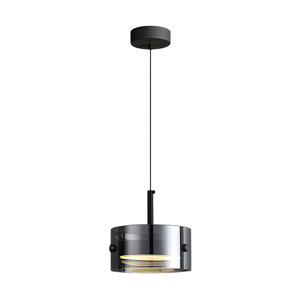 Short Cylinder Glass 3 Step Dimming Led Smoke Gray Nordic Pendant Lights Li002768