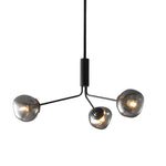 3 5 8 Light Molecule Dimpled Lava Glass Chandelier With Black Metallic Arms