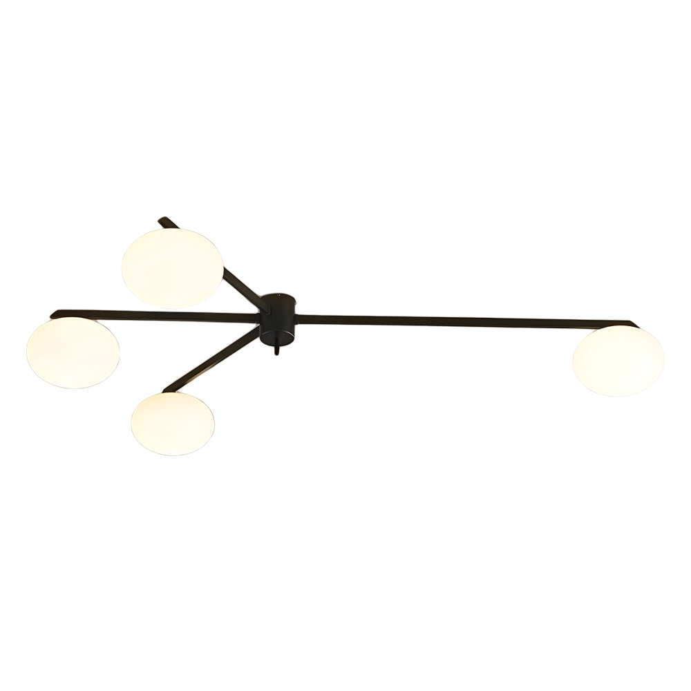 White Glass Bubble Black Semi Flush Ceiling Light