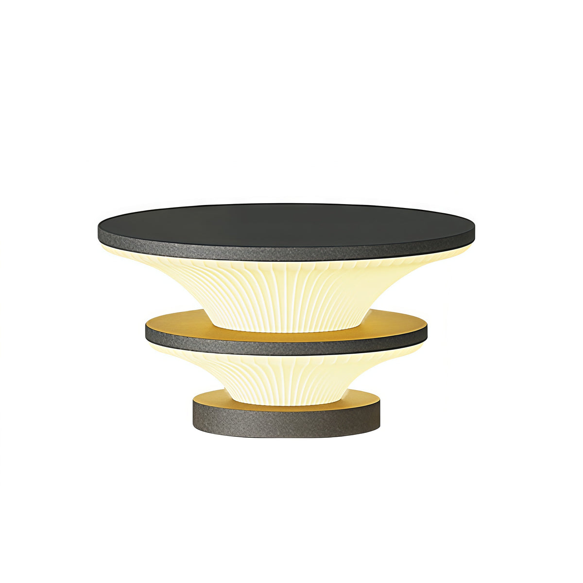 Modern Round Outdoor Pillar Lights in Black Stainless Steel