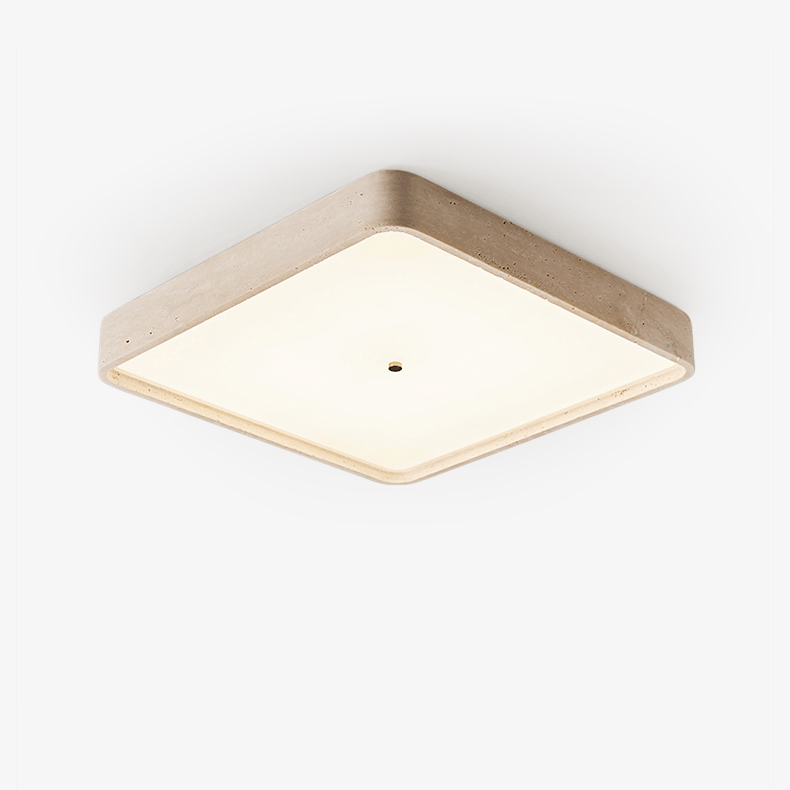 Geo Travertine Square LED Flush Mount Ceiling Light in Natural Stone