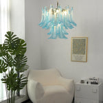 Azure Drift Glass Chandelier – Handcrafted Blue Glass Pendant Light for Modern Interiors