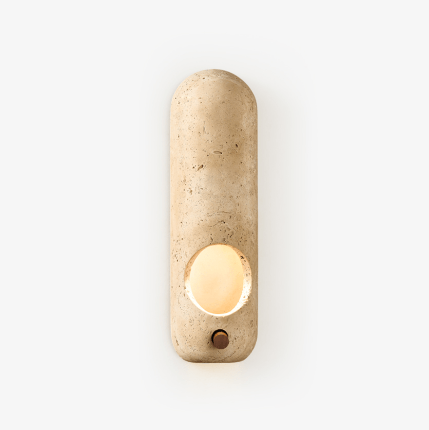 Travertine Oval Wall Sconce – Modern Natural Stone Lighting