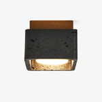 Lava Cube Ceiling Light in Black Travertine and Walnut