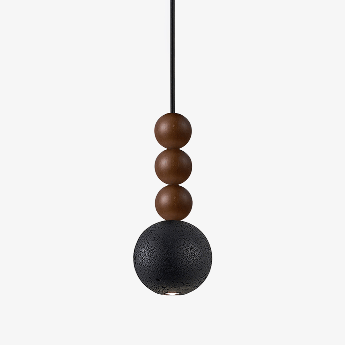 Orbio Sphere Pendant Light — Walnut & Black Travertine Ceiling Lamp