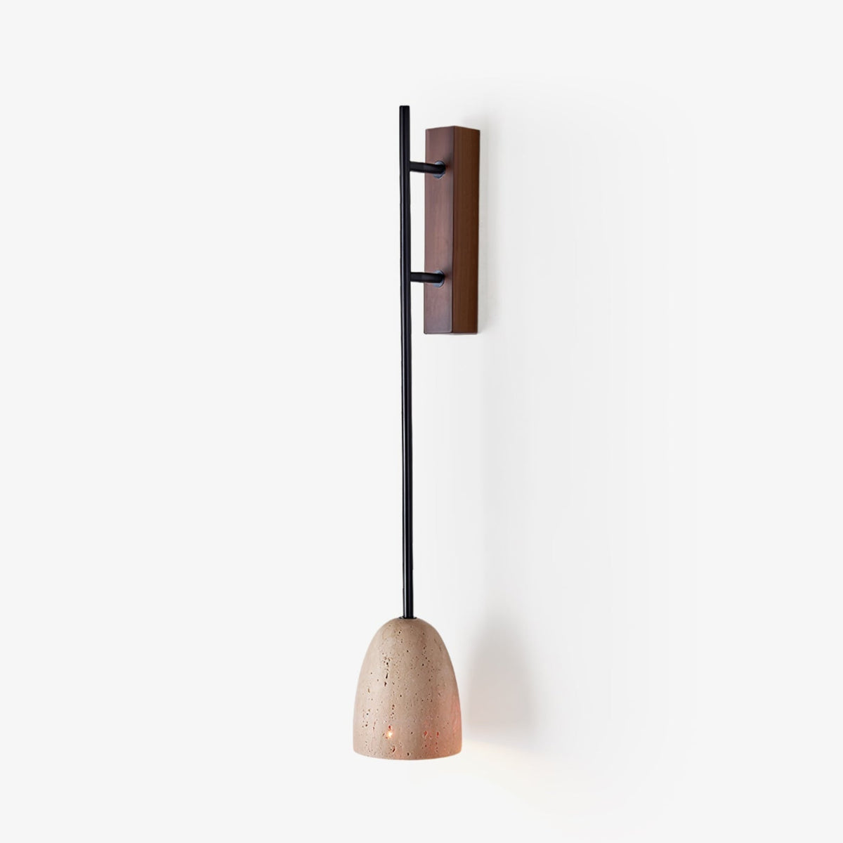 Terra Bell Travertine Wall Sconce with Walnut Accent