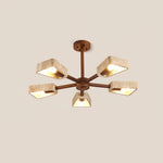 Elementa Travertine Chandelier — Modern Wood & Stone Pendant Light