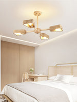 Elementa Travertine Chandelier — Modern Wood & Stone Pendant Light