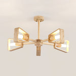 Elementa Travertine Chandelier — Modern Wood & Stone Pendant Light