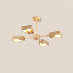 Elementa Travertine Chandelier — Modern Wood & Stone Pendant Light