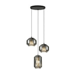 Hand-Carved Alabaster Cylinder Pendant Light in Glass Shell