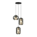 Hand-Carved Alabaster Cylinder Pendant Light in Glass Shell
