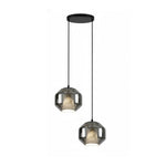 Hand-Carved Alabaster Cylinder Pendant Light in Glass Shell