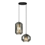 Hand-Carved Alabaster Cylinder Pendant Light in Glass Shell