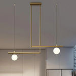 Minimalist Modern Linear Globe Pendant Lighting Copper Glass Kitchen Dining Room Light