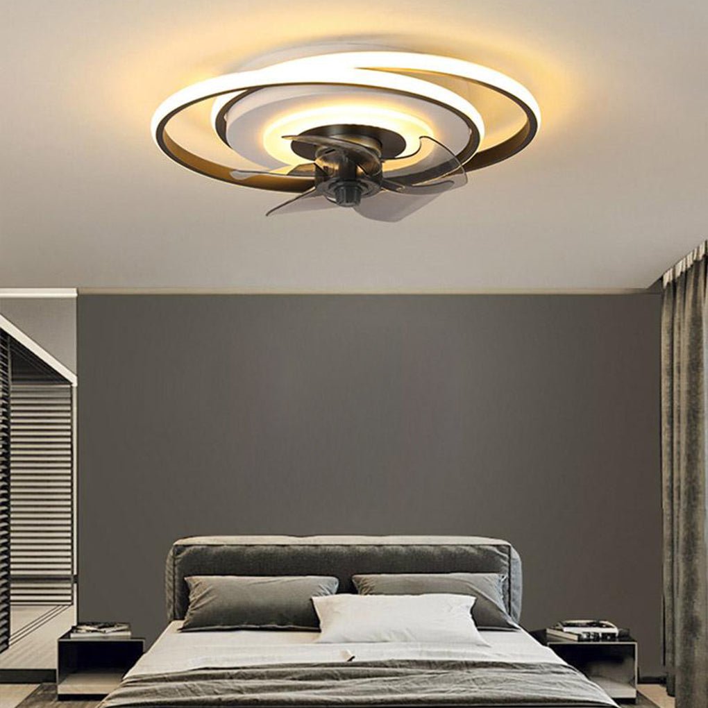 Aurelia Dual-Ring LED Ceiling Fan with Remote Control in Gold or Black