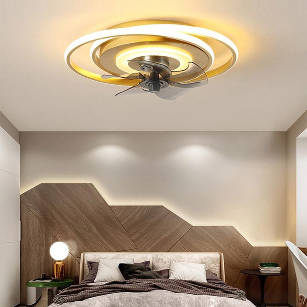Aurelia Dual-Ring LED Ceiling Fan with Remote Control in Gold or Black