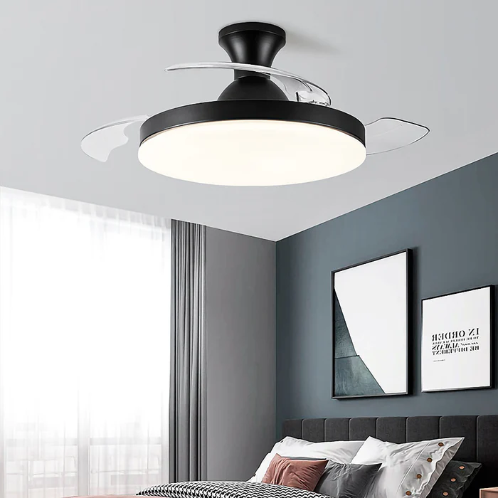 Sleek Flush Mount Ceiling Fan With Led Light