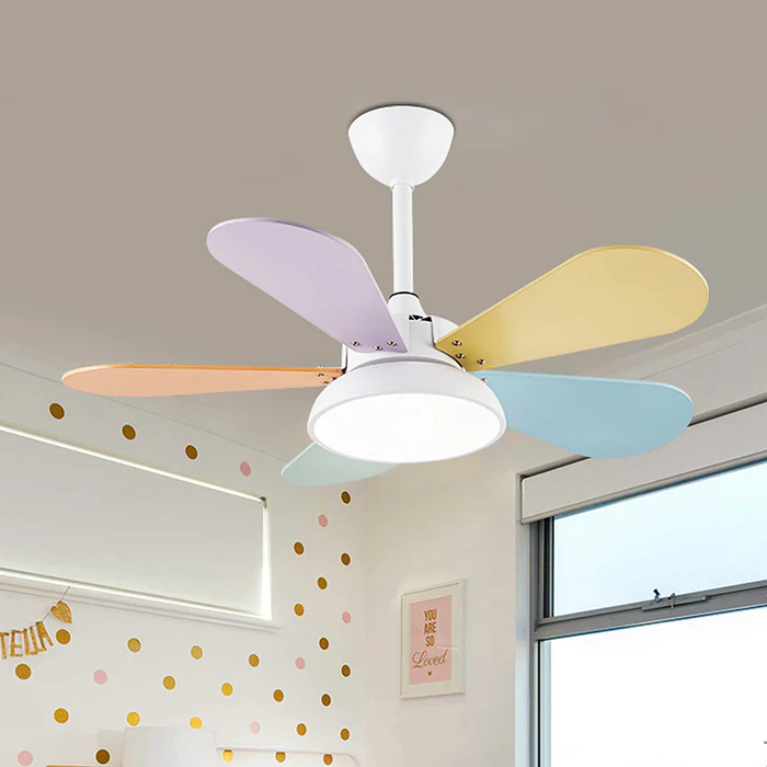 Macaron Colorful Round Ceiling Fan With Led Light
