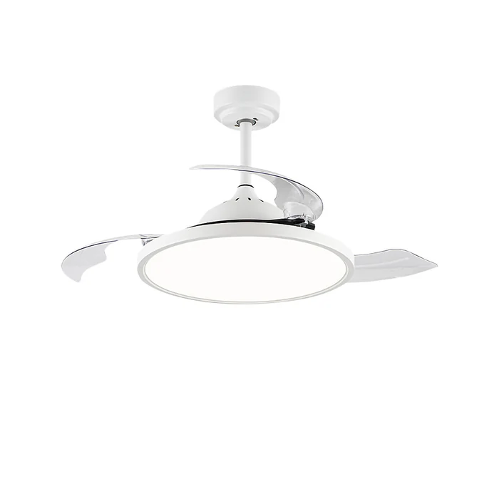 White Simple Flush Ceiling Fan With Led Lights