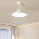 White Simple Flush Ceiling Fan With Led Lights