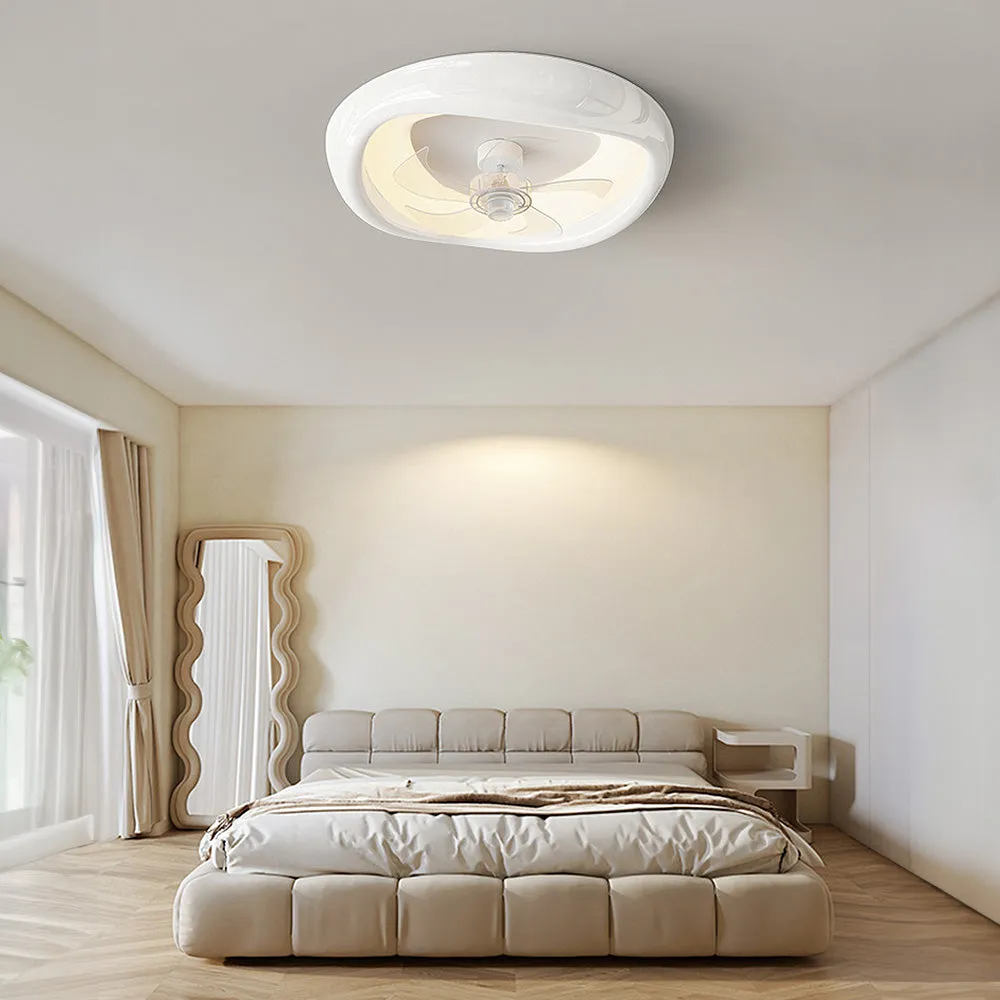 Macaron Simple Stylish Bedroom Ceiling Fan With Led Lights