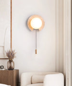 Solclip Travertine Wall Sconce with Pull Chain – Modern Natural Stone Lighting
