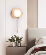 Solclip Travertine Wall Sconce with Pull Chain – Modern Natural Stone Lighting