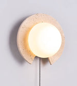 Solclip Travertine Wall Sconce with Pull Chain – Modern Natural Stone Lighting