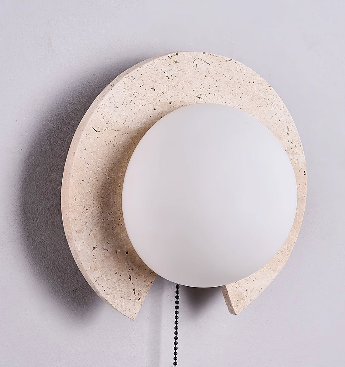 Solclip Travertine Wall Sconce with Pull Chain – Modern Natural Stone Lighting