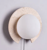 Solclip Travertine Wall Sconce with Pull Chain – Modern Natural Stone Lighting