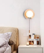 Solclip Travertine Wall Sconce with Pull Chain – Modern Natural Stone Lighting