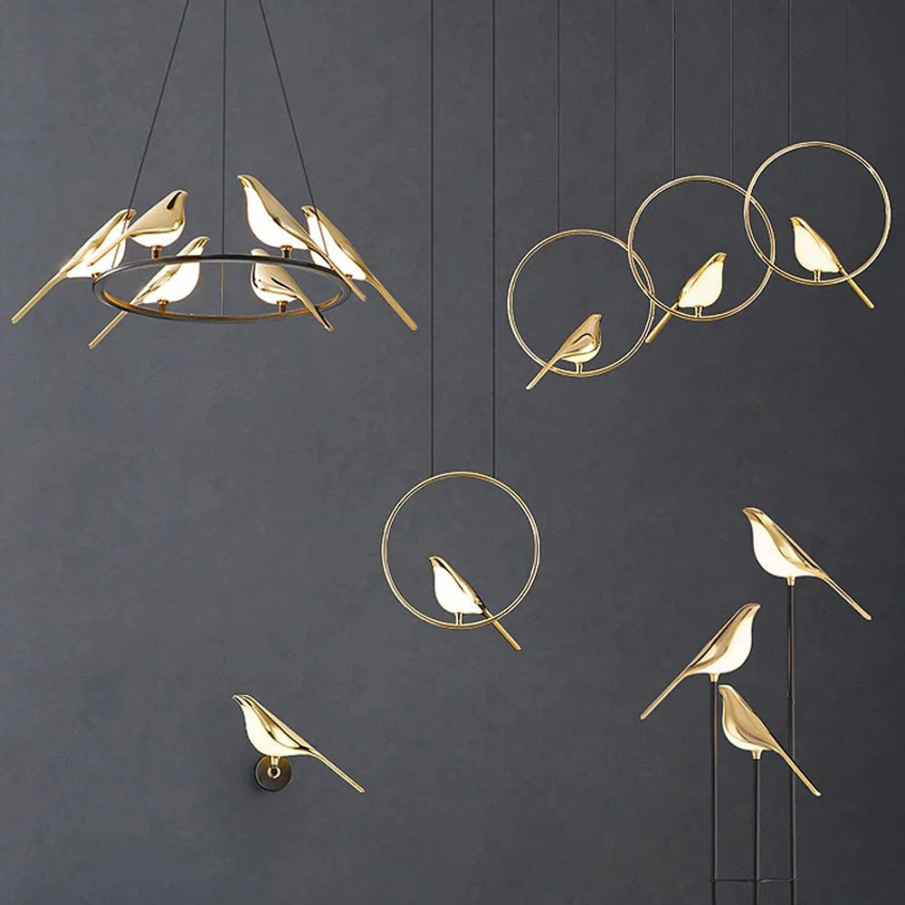 Whimsical Birds Round Pendant Light